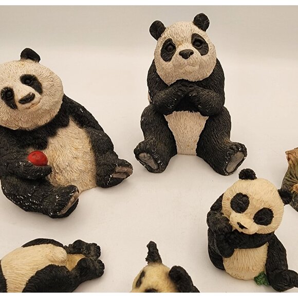 Adorable Assorted Panda Figurines Set 6 Pieces Hand-Painted Resin Collectibles - Picture 5 of 12